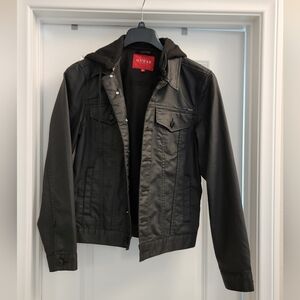 Brand New Without Tag, GUESS Men's Black Jacket Wtih Detachable Hoodie, Small